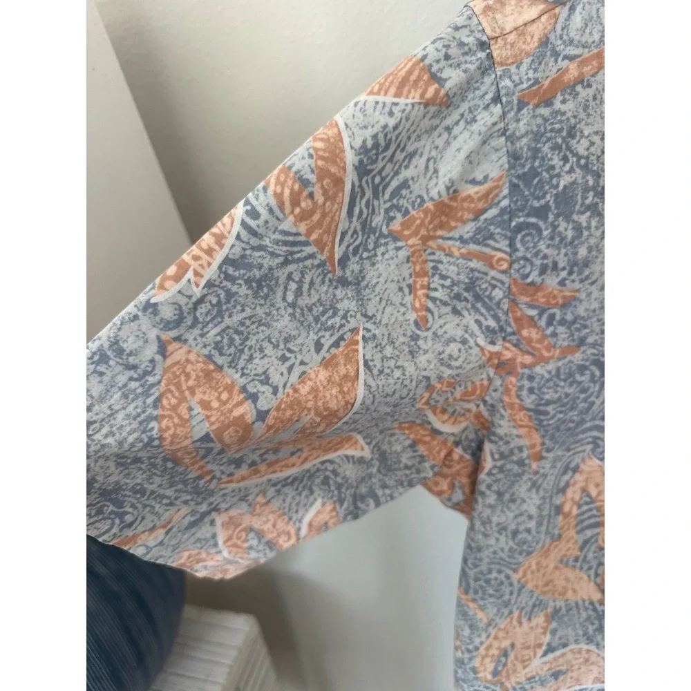 Vintage Reyn Spooner Hawaiian button-down‎ top reverse-print floral orange gray